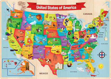 Educational - USA Map 44 Piece Wood Puzzle