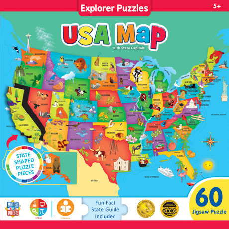 Explorers - USA Map 60 Piece Kids Puzzle