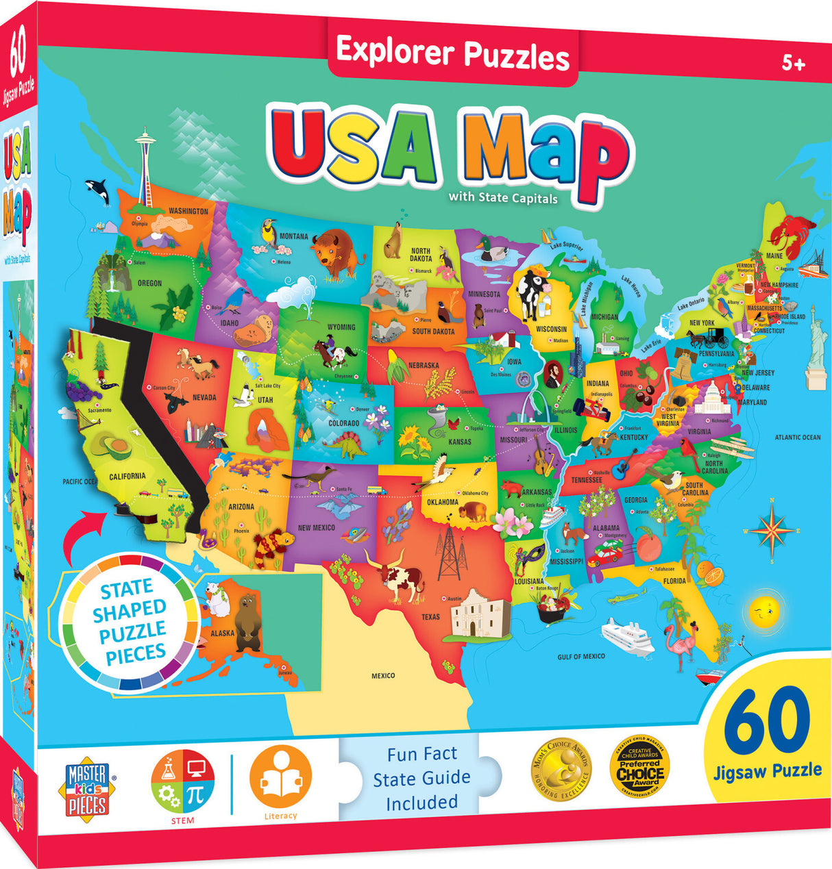 Explorers - USA Map 60 Piece Kids Puzzle