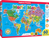 Explorers - World Map 60 Piece Kids Puzzle