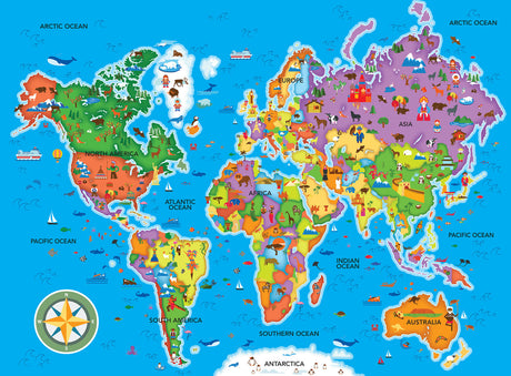 Explorers - World Map 60 Piece Kids Puzzle