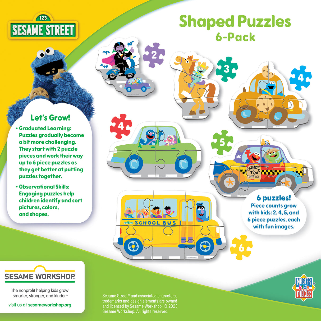 Sesame Street - Vehicles 6-Pack Mini Shaped Puzzles