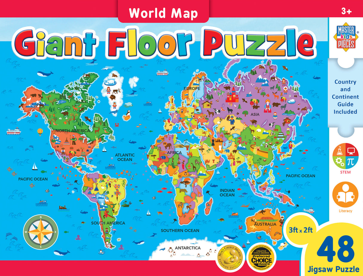 Educational - World Map 48 Piece Floor Puzzle