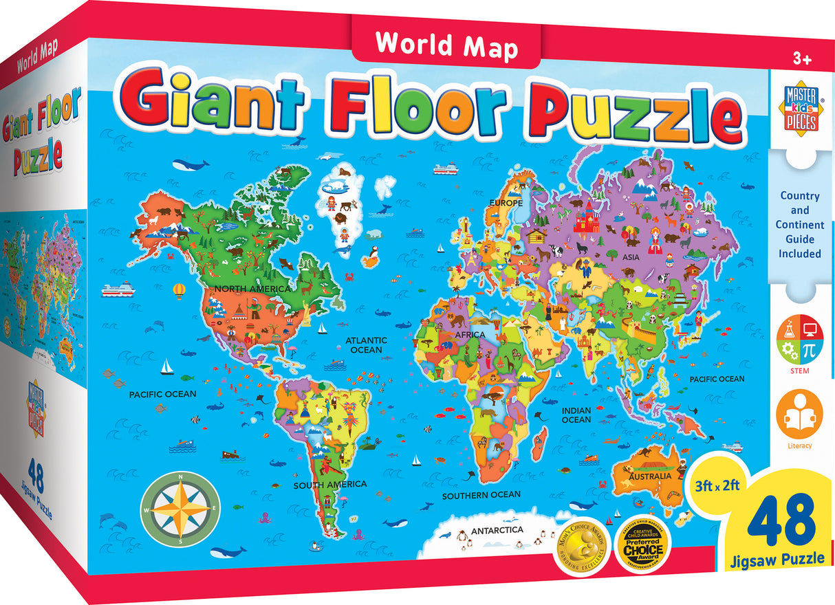 Educational - World Map 48 Piece Floor Puzzle