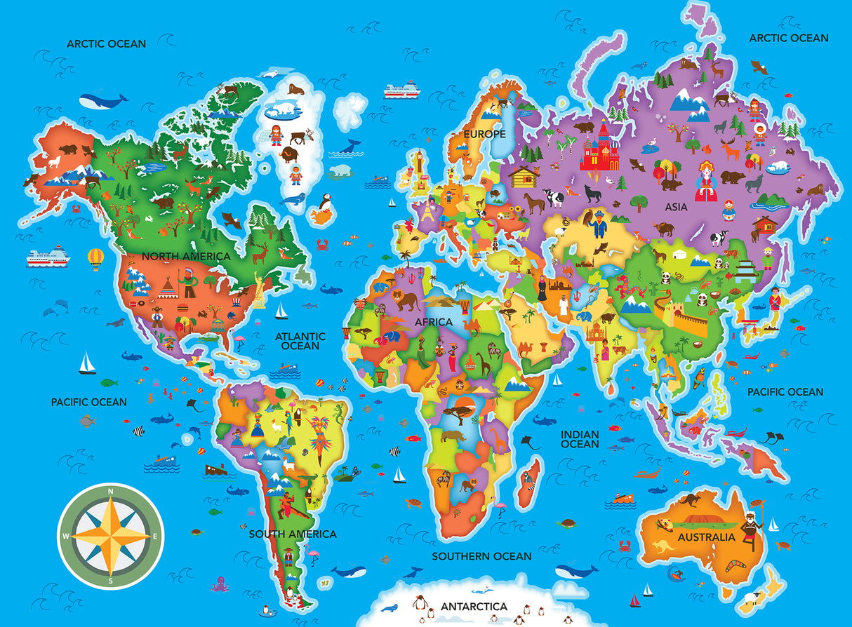 Educational - World Map 48 Piece Floor Puzzle