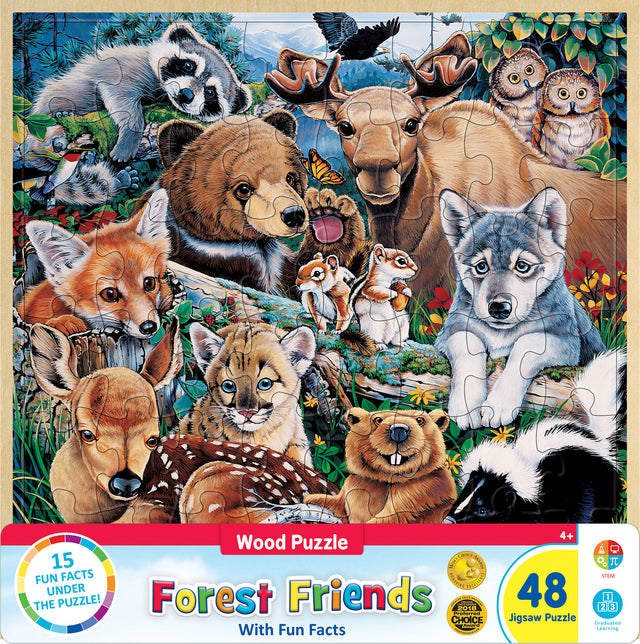 Wood Fun Facts - Forest Friends 48 Piece Wood Puzzle