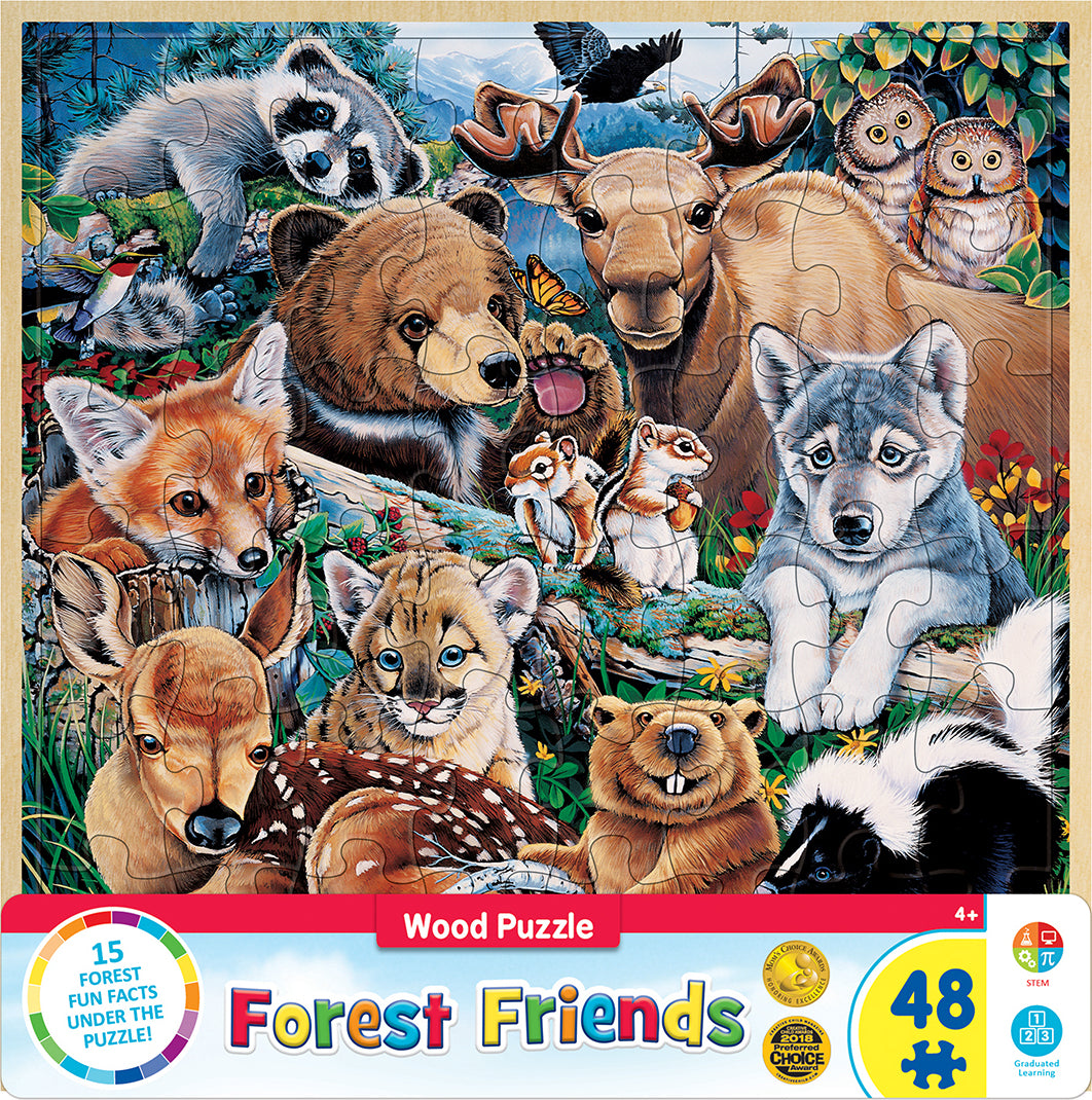 Wood Fun Facts - Forest Friends 48 Piece Wood Puzzle