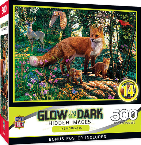 Hidden Images Glow In The Dark - The Woodlands 500 Piece Puzzle