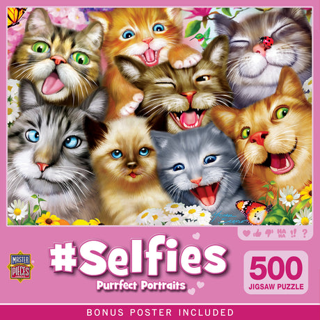 Selfies - Purrfect Portraits 500 Piece Puzzle