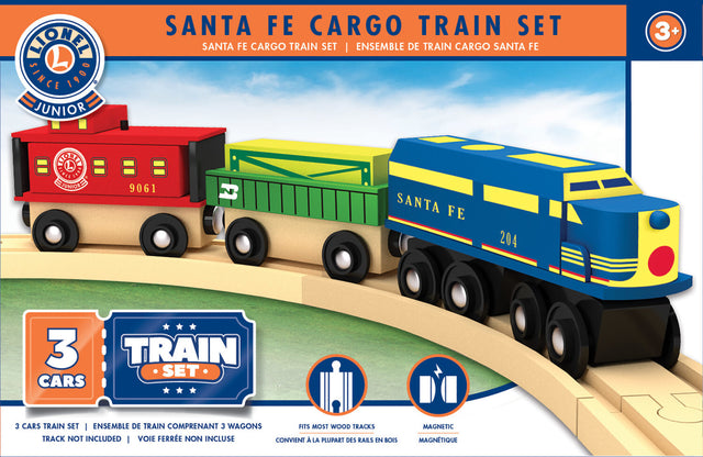 Lionel Santa Fe Cargo 3pc Wood Toy Train Set