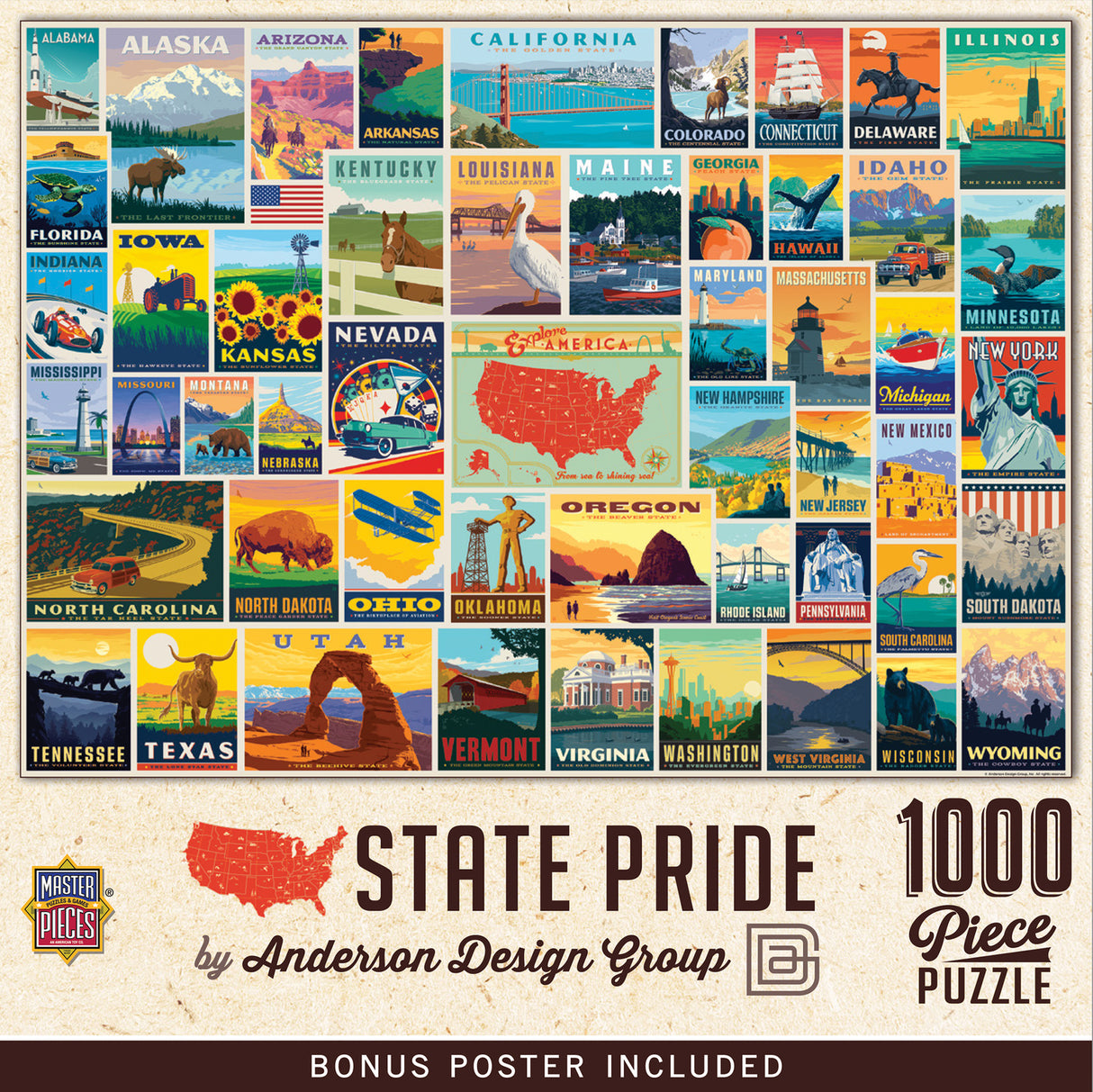 Anderson Design Group - State Pride 1000 Piece Puzzle