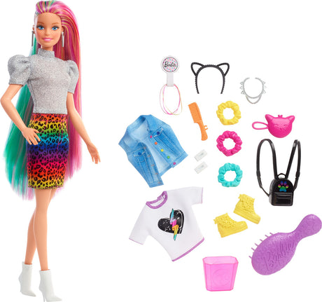 Barbie Leopard Rainbow Hair Doll