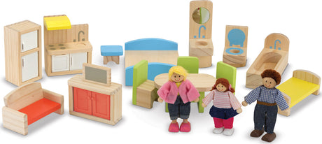 Hi-Rise Wooden Dollhouse and Furniture Set