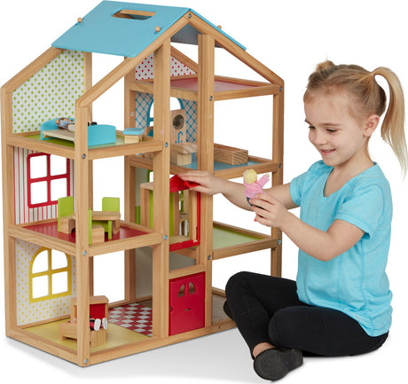 Hi-Rise Wooden Dollhouse and Furniture Set