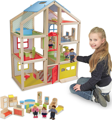 Hi-Rise Wooden Dollhouse and Furniture Set