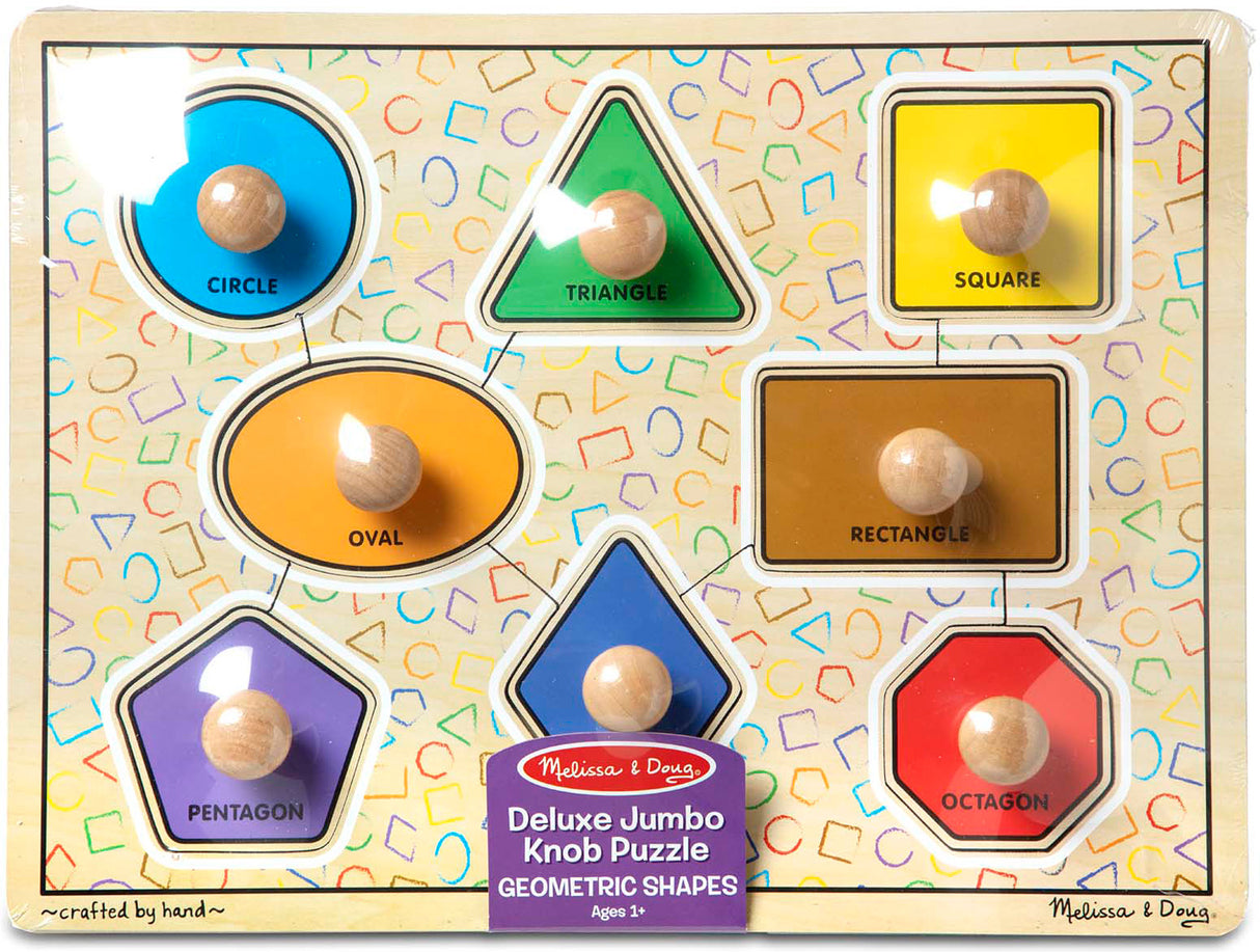 Deluxe Jumbo Knob Wooden Puzzle - Geometric Shapes (8 pcs)