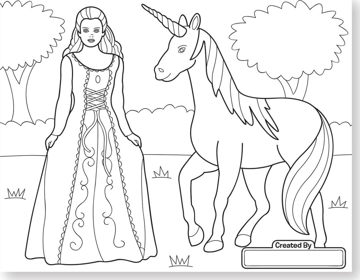 Jumbo 50-Page Kids' Coloring Pad - Horses, Hearts, Flowers, and More