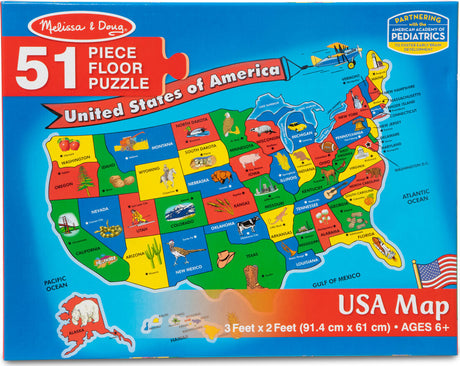 U.S.A. (United States) Map Floor Puzzle - 51 Pieces