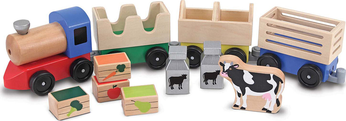 Wooden Farm Train Toy Set