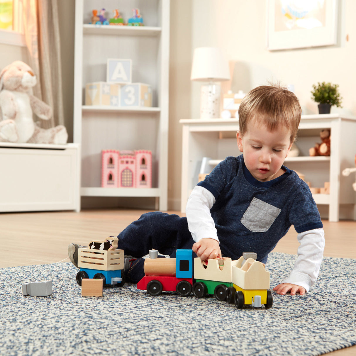 Wooden Farm Train Toy Set