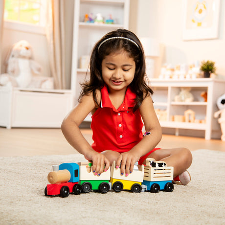 Wooden Farm Train Toy Set