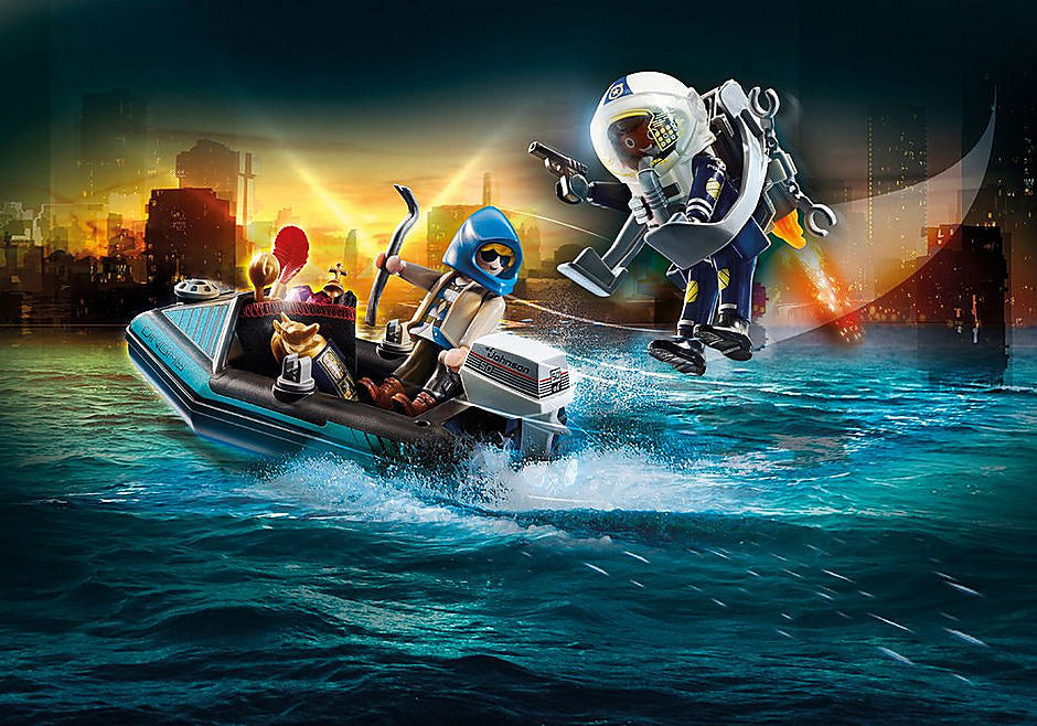 City Action Police Jetpack with Boat – Toys on the Square