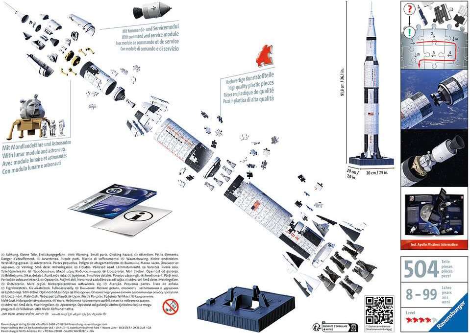 Apollo Saturn V Rocket 3D 504pc Puzzle – Toys on the Square