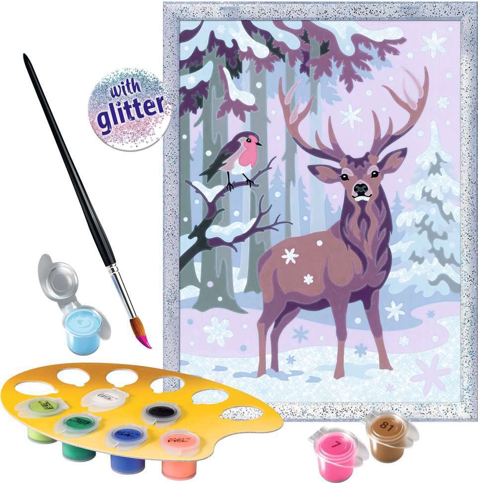 CreArt: Paint-By-Number Festive Friends w/Glitter 7x10