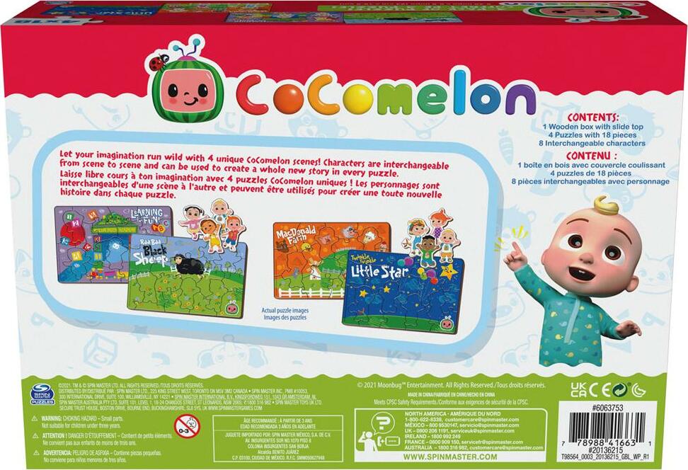 Cocomelon - 4-Pack Wooden Puzzles - 18-Pieces