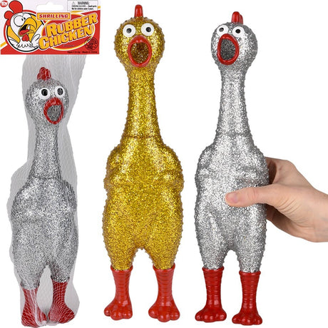 13.25" Sparkle Rubber Chicken