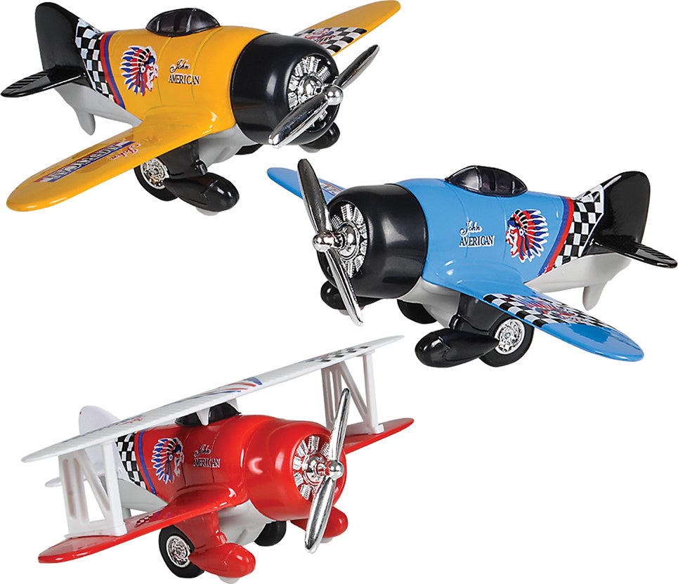 6.5" Die-cast Pull Back Classic Wing Airplane