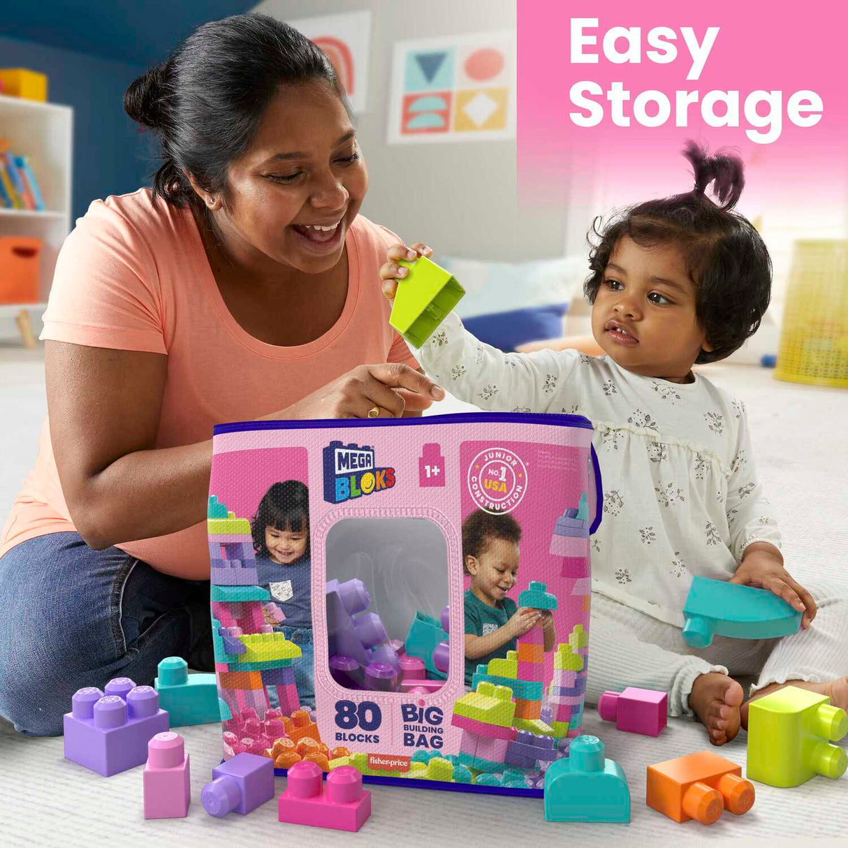 MEGA Bloks First Builders Big Building Bag Pink