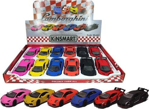 マット カラフルトルマリン マニ車 サイズ16㌢ Matte Lamborghini pull back toy - colors vary – Toys on the Square