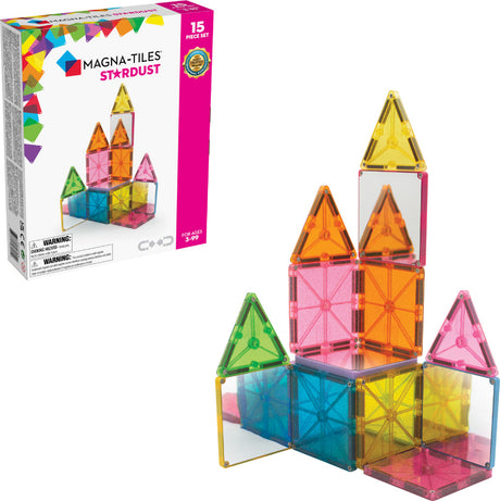 MAGNA-TILES Stardust 15-Piece Magnetic Construction Set, The ORIGINAL Magnetic Building Brand