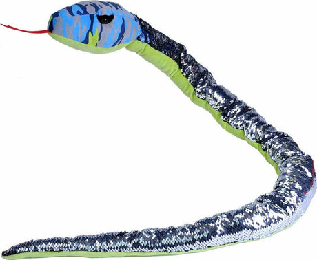 Blue Camo Sequin Snake Stuffed Animal - 54"